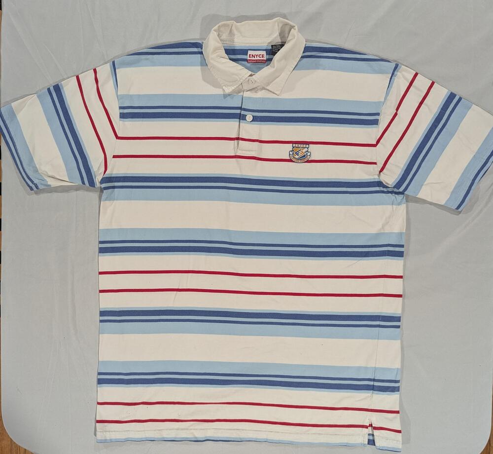 Enyce Polo Shirt Mens XL Multicolor Striped Crest Logo Short Sleeve Casual